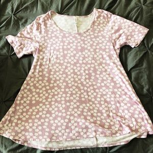 LuLaRoe Perfect T - Purple w White Polka Dots XL